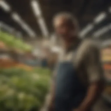Addressing Challenges in Urban Farming An urban farmer discussing challenges and solutions within the store environment.