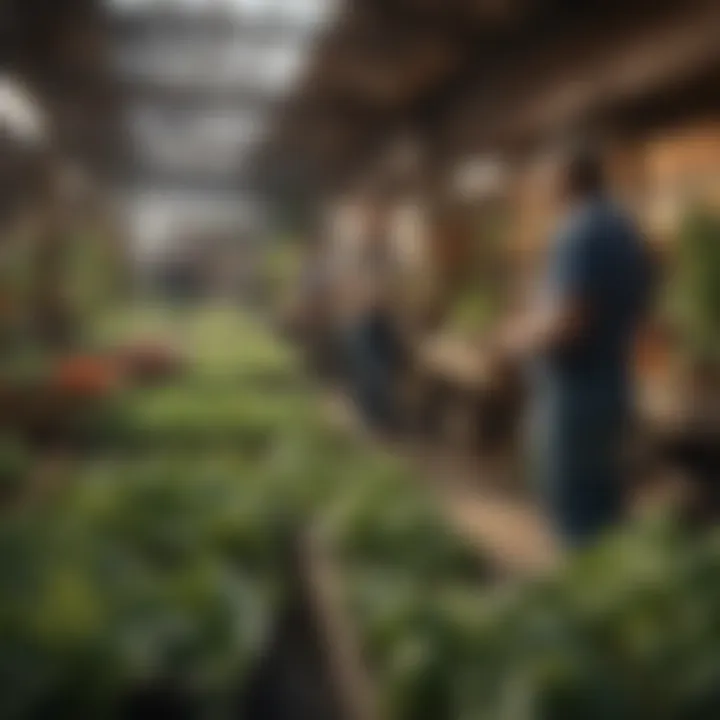 Community members participating in a workshop at an urban farming store.