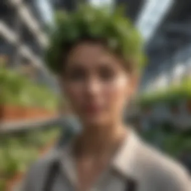 Innovative Sustainable Practices in Urban Farming Sustainable practices displayed in an urban farming store, such as vertical gardening.