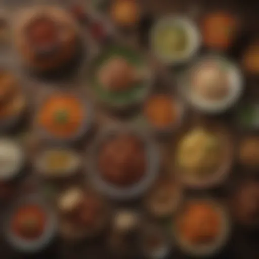 A vibrant spread of traditional West African dishes showcasing diverse ingredients and colors.