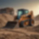 A well-maintained used skid steer in a construction site