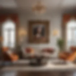 Elegant living room featuring intricate wall cutouts