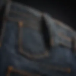 A close-up view of Wrangler washed jeans showcasing the fabric texture and color variations.