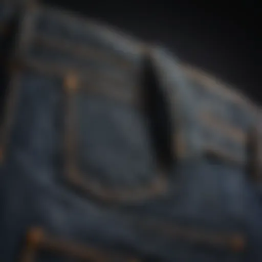 A close-up view of Wrangler washed jeans showcasing the fabric texture and color variations.