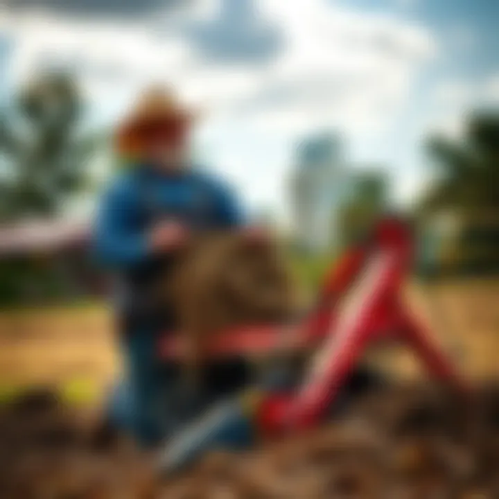 A farmer maintaining a compact mulcher for longevity and performance