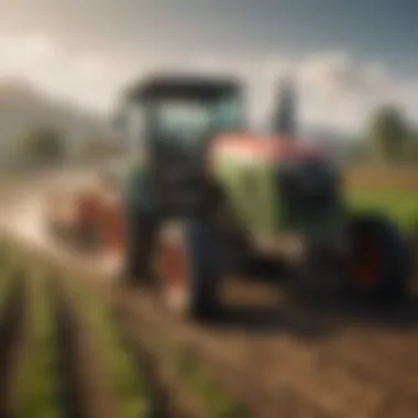 Efficiency in Modern Farming A farmer utilizing a sub-compact tractor in agricultural work