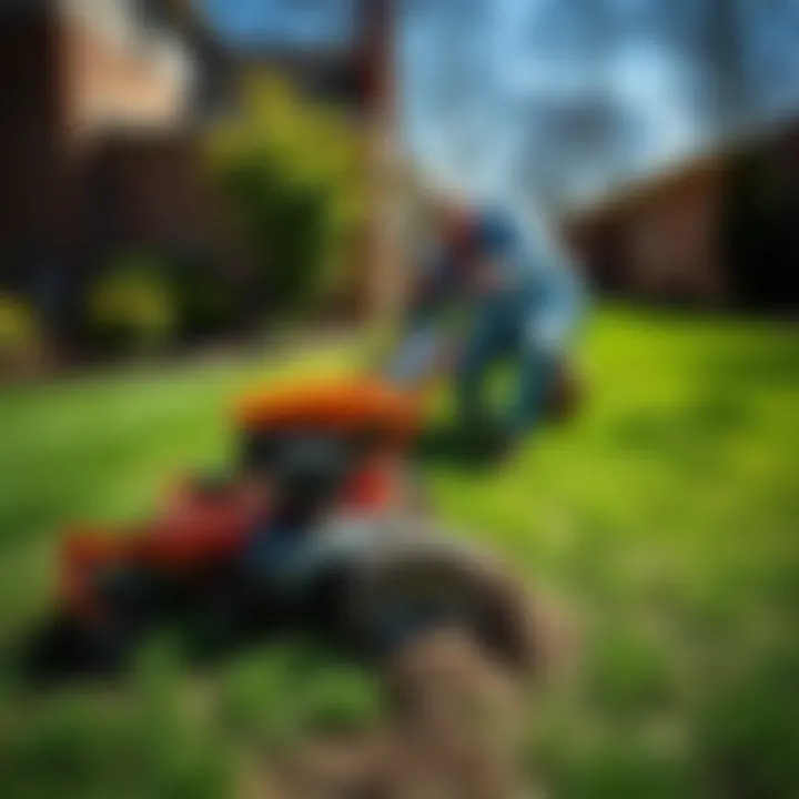 Installation of Fescue Sod Fescue sod installation in a residential yard highlighting equipment and techniques