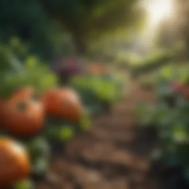 A close-up of a thriving vegetable garden with rich soil and healthy plants