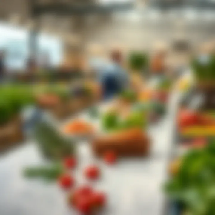 Illustration showing the journey of food from farm to consumer