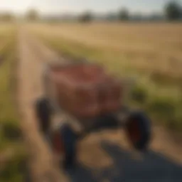 Innovative four-wheel trolley cart in a field