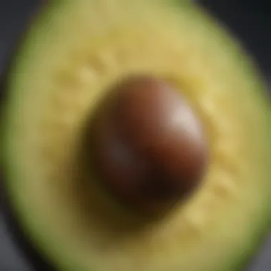 A close-up of a sliced ripe avocado showcasing its creamy texture