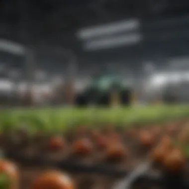 Technological Innovations in Agriculture High-tech agricultural setup illustrating advancements in food technology
