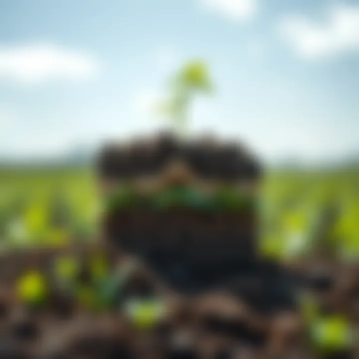 Close-up of soil layers highlighting ecological factors