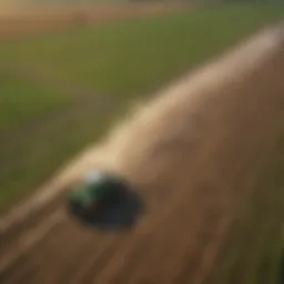 Aerial view of a vast agricultural field treated with glyphosate