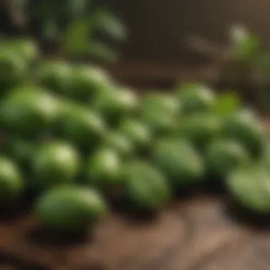 Vibrant green coffee beans on a branch