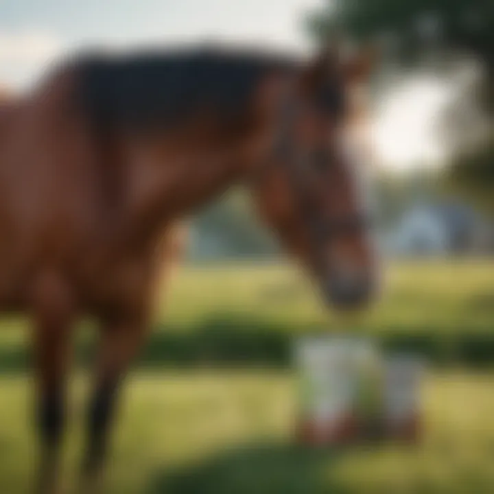 Healthy horse grazing in a field