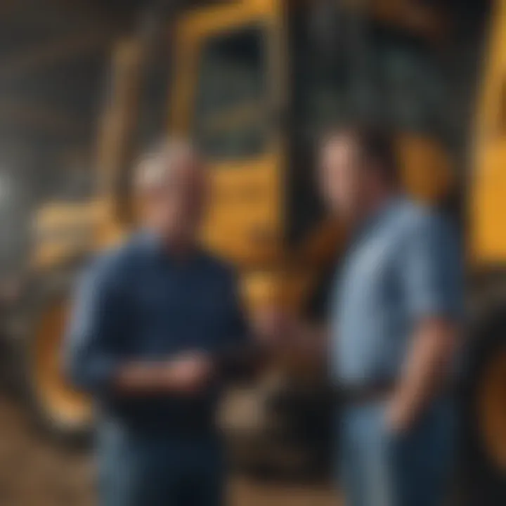 Bidders at heavy equipment auction