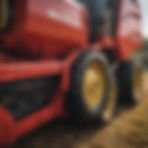 Close-up of Hesston big square baler showcasing its advanced technology