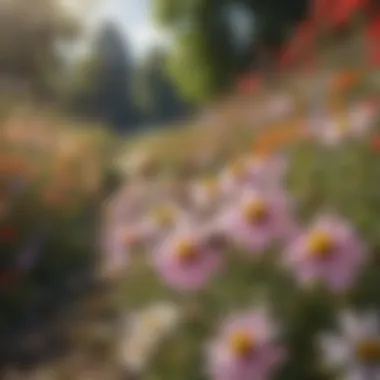 Floral Abundance: A Bees' Paradise A vibrant landscape of flowers that attract bees for nectar collection