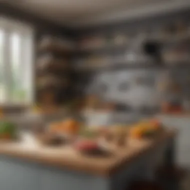 Organized Kitchen for Efficient Cooking A well-organized kitchen with various cooking tools and ingredients