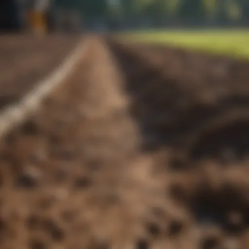 Overview of lawn ruts caused by construction work