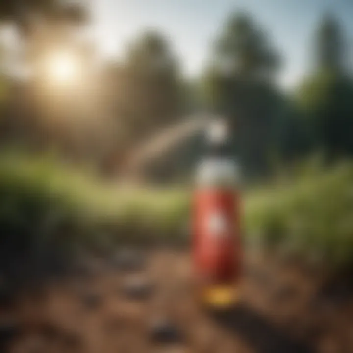 A serene outdoor setting showcasing an effective mosquito spray in use