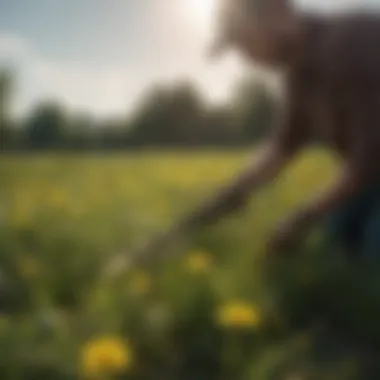 Targeted Weed Management Techniques A gardener applying targeted weed management techniques