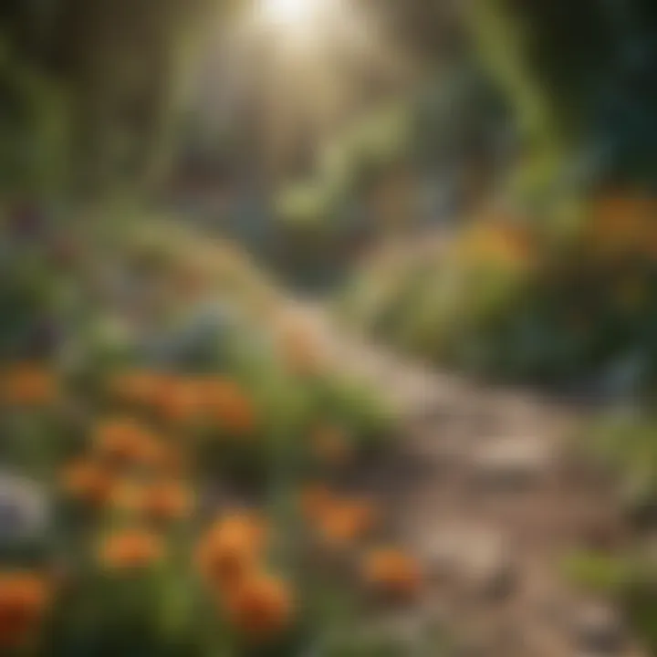Garden layout featuring diverse pollinator plants