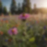 Vibrant wildflowers attracting pollinators