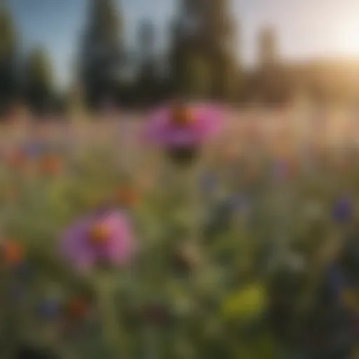 Vibrant wildflowers attracting pollinators