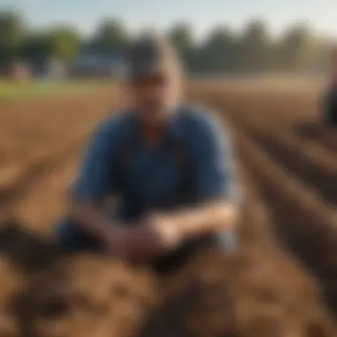 A farmer utilizing technology for efficient farm management.