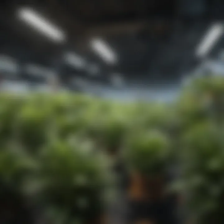 Close-up of lush greenery thriving in an automated growing system