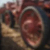 A detailed view of farm equipment at an auction in Iowa