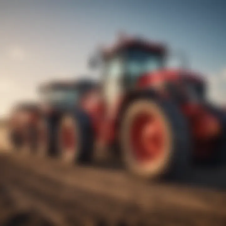 Variety of farm equipment lined up for auction