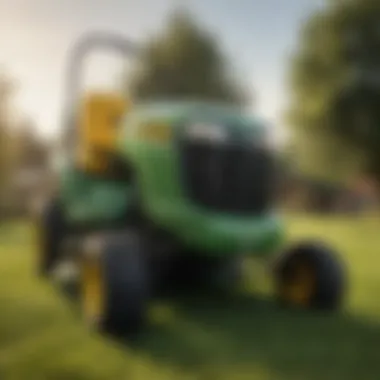 A detailed look at a John Deere lawn mower hood