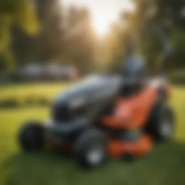 Innovative Design: The Leaf Vacuum Attachment Close-up of a leaf vacuum attachment on a riding lawn mower