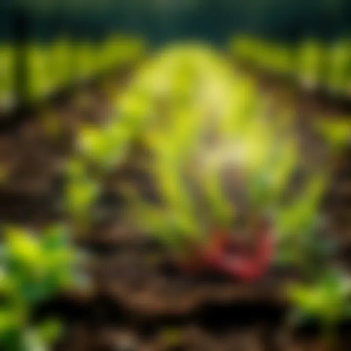 Illustration of sustainable agricultural practices incorporating pre-emergent fertilizers