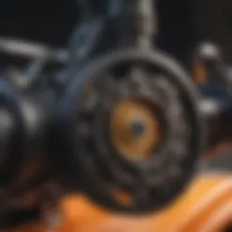 Detailed view of manual gear mechanism in a riding mower