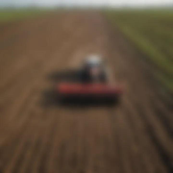 An agricultural field being efficiently treated with manure, highlighting the spreader's operational effectiveness.