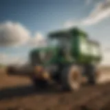 A close-up view of a modern manure spreader showcasing its intricate design and features.