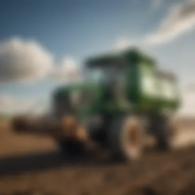 A close-up view of a modern manure spreader showcasing its intricate design and features.