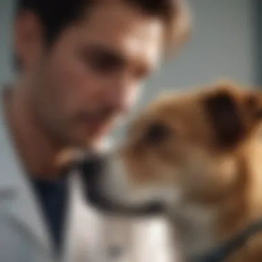 Veterinarian examining a dog