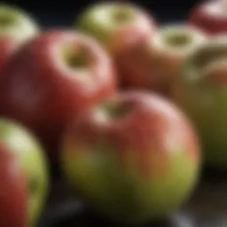 Close-up view of freshly washed apples showing gleaming skin