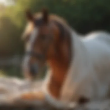 Horse in Mio Sheet Enjoying Outdoor Comfort Horse wearing Mio horse sheet in outdoor setting