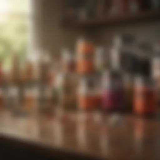 A visual representation of various muscle enhancing supplements on a countertop.