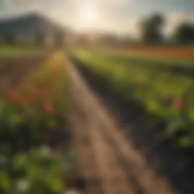 Vibrant agricultural landscape showing diverse crops