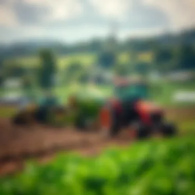 Farmland with advanced machinery