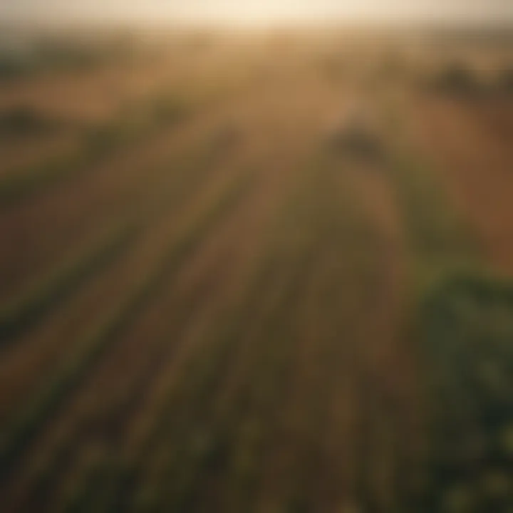 Aerial view of diverse farmland showcasing the variety of landscapes and agricultural practices.