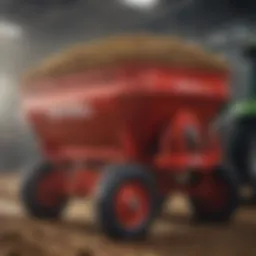 A detailed view of an NDE mixer wagon showcasing its robust design and features