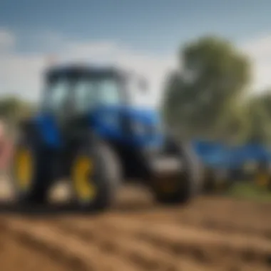 Illustration of New Holland's evolution over decades in farming equipment